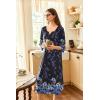 imageEkouaer Long Nightgown for Women 34 Sleeves Nightshirt Maxi Sleep Dress Plus Size Loungewear Full Length SleepwearBlack Blue Floral