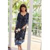 imageEkouaer Long Nightgown for Women 34 Sleeves Nightshirt Maxi Sleep Dress Plus Size Loungewear Full Length SleepwearBlack Blue Floral