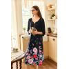imageEkouaer Long Nightgown for Women 34 Sleeves Nightshirt Maxi Sleep Dress Plus Size Loungewear Full Length SleepwearBlack Little Flowers