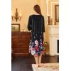 imageEkouaer Long Nightgown for Women 34 Sleeves Nightshirt Maxi Sleep Dress Plus Size Loungewear Full Length SleepwearBlack Little Flowers