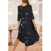 imageEkouaer Long Nightgown for Women 34 Sleeves Nightshirt Maxi Sleep Dress Plus Size Loungewear Full Length SleepwearBlack Star