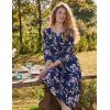 imageEkouaer Long Nightgown for Women 34 Sleeves Nightshirt Maxi Sleep Dress Plus Size Loungewear Full Length SleepwearBlue Floral