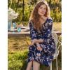 imageEkouaer Long Nightgown for Women 34 Sleeves Nightshirt Maxi Sleep Dress Plus Size Loungewear Full Length SleepwearBlue Floral
