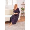 imageEkouaer Long Nightgown for Women 34 Sleeves Nightshirt Maxi Sleep Dress Plus Size Loungewear Full Length SleepwearBlue Red Floral