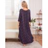 imageEkouaer Long Nightgown for Women 34 Sleeves Nightshirt Maxi Sleep Dress Plus Size Loungewear Full Length SleepwearBlue Red Floral