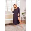 imageEkouaer Long Nightgown for Women 34 Sleeves Nightshirt Maxi Sleep Dress Plus Size Loungewear Full Length SleepwearBlue Red Floral