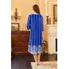 imageEkouaer Long Nightgown for Women 34 Sleeves Nightshirt Maxi Sleep Dress Plus Size Loungewear Full Length SleepwearBlue Sapphire Gem