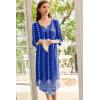 imageEkouaer Long Nightgown for Women 34 Sleeves Nightshirt Maxi Sleep Dress Plus Size Loungewear Full Length SleepwearBlue Sapphire Gem