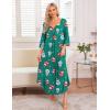imageEkouaer Long Nightgown for Women 34 Sleeves Nightshirt Maxi Sleep Dress Plus Size Loungewear Full Length SleepwearChristmas Green