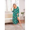 imageEkouaer Long Nightgown for Women 34 Sleeves Nightshirt Maxi Sleep Dress Plus Size Loungewear Full Length SleepwearChristmas Green