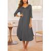 imageEkouaer Long Nightgown for Women 34 Sleeves Nightshirt Maxi Sleep Dress Plus Size Loungewear Full Length SleepwearGrey