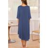 imageEkouaer Long Nightgown for Women 34 Sleeves Nightshirt Maxi Sleep Dress Plus Size Loungewear Full Length SleepwearNavy Blue