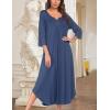 imageEkouaer Long Nightgown for Women 34 Sleeves Nightshirt Maxi Sleep Dress Plus Size Loungewear Full Length SleepwearNavy Blue