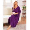imageEkouaer Long Nightgown for Women 34 Sleeves Nightshirt Maxi Sleep Dress Plus Size Loungewear Full Length SleepwearPurple