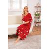 imageEkouaer Long Nightgown for Women 34 Sleeves Nightshirt Maxi Sleep Dress Plus Size Loungewear Full Length SleepwearRed Flower