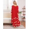 imageEkouaer Long Nightgown for Women 34 Sleeves Nightshirt Maxi Sleep Dress Plus Size Loungewear Full Length SleepwearRed Flower