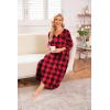 imageEkouaer Long Nightgown for Women 34 Sleeves Nightshirt Maxi Sleep Dress Plus Size Loungewear Full Length SleepwearRed Plaid