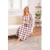 imageEkouaer Long Nightgown for Women 34 Sleeves Nightshirt Maxi Sleep Dress Plus Size Loungewear Full Length SleepwearWhite Plaid