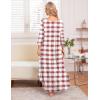 imageEkouaer Long Nightgown for Women 34 Sleeves Nightshirt Maxi Sleep Dress Plus Size Loungewear Full Length SleepwearWhite Plaid