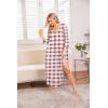 imageEkouaer Long Nightgown for Women 34 Sleeves Nightshirt Maxi Sleep Dress Plus Size Loungewear Full Length SleepwearWhite Plaid