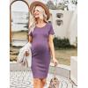 imageEkouaer Maternity Dress Rib Knit Short Sleeve Bodycon Dresses Casual Stretchy Pregnancy Clothes SXXLPurple