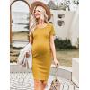imageEkouaer Maternity Dress Rib Knit Short Sleeve Bodycon Dresses Casual Stretchy Pregnancy Clothes SXXLYellow