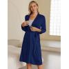 imageEkouaer Maternity Robe Labor Delivery Nursing Gown Hospital Breastfeeding Dress BathrobesNavy Blue