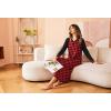 imageEkouaer Nightgown Long Sleeve for Women Sleepwear V Neck Loungewear Button Full Length NightshirtAred  Black Plaid