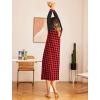 imageEkouaer Nightgown Long Sleeve for Women Sleepwear V Neck Loungewear Button Full Length NightshirtAred  Black Plaid