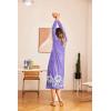 imageEkouaer Nightgown Long Sleeve for Women Sleepwear V Neck Loungewear Button Full Length NightshirtPurple Floral