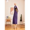 imageEkouaer Nightgown Long Sleeve for Women Sleepwear V Neck Loungewear Button Full Length NightshirtPurple Plaid
