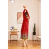 imageEkouaer Nightgown Long Sleeve for Women Sleepwear V Neck Loungewear Button Full Length NightshirtRed Feather Print