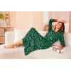imageEkouaer Nightgown Long Sleeve for Women Sleepwear V Neck Loungewear Button Full Length NightshirtXmas Print