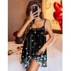 imageEkouaer Nightgown Sexy Lingerie for Women Nightwear Lace Chemise Sleeveless Camisole Slip Dress Babydoll SleepwearBlack Floral
