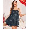 imageEkouaer Nightgown Sexy Lingerie for Women Nightwear Lace Chemise Sleeveless Camisole Slip Dress Babydoll SleepwearGrey Geometric