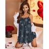 imageEkouaer Nightgown Sexy Lingerie for Women Nightwear Lace Chemise Sleeveless Camisole Slip Dress Babydoll SleepwearGrey Geometric