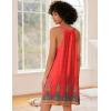 imageEkouaer Nightgown for Women Sleeveless Sleepwear Lightweight Racerback Sleep Shirt Pleated V Neck Night Dress Short ChemiseRed Boho Print