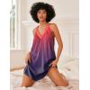 imageEkouaer Nightgown for Women Sleeveless Sleepwear Lightweight Racerback Sleep Shirt Pleated V Neck Night Dress Short ChemiseTie Dye Red  Purple
