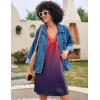 imageEkouaer Nightgown for Women Sleeveless Sleepwear Lightweight Racerback Sleep Shirt Pleated V Neck Night Dress Short ChemiseTie Dye Red  Purple