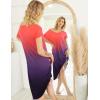 imageEkouaer Nightgowns Womens Short Sleeve Sleepwear Comfy Loungewear Plus Size Night Shirt S3XLTie Dye Red  Purple