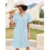 imageEkouaer Sleepwear Womens Snap Front Nightgown Housecoat Cotton Duster Short Sleeve House DressBlue Floral