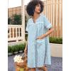 imageEkouaer Sleepwear Womens Snap Front Nightgown Housecoat Cotton Duster Short Sleeve House DressBlue Floral