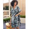 imageEkouaer Sleepwear Womens Snap Front Nightgown Housecoat Cotton Duster Short Sleeve House DressGreen Leaf