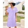 imageEkouaer Sleepwear Womens Snap Front Nightgown Housecoat Cotton Duster Short Sleeve House DressPurple Floral