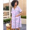 imageEkouaer Sleepwear Womens Snap Front Nightgown Housecoat Cotton Duster Short Sleeve House DressPurple Flower