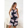 imageEkouaer Women Nightgown with Pockets Sleep Shirts Sleeveless Sleepwear Pleated Front Nightshirt Round Neck NightdressBlack Pink Flower