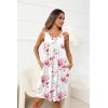 imageEkouaer Women Nightgown with Pockets Sleep Shirts Sleeveless Sleepwear Pleated Front Nightshirt Round Neck NightdressWhite Pink Flower