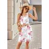 imageEkouaer Women Nightgown with Pockets Sleep Shirts Sleeveless Sleepwear Pleated Front Nightshirt Round Neck NightdressWhite Pink Flower