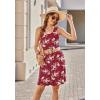 imageEkouaer Women Nightgown with Pockets Sleep Shirts Sleeveless Sleepwear Pleated Front Nightshirt Round Neck NightdressWine Red White Flower