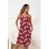 imageEkouaer Women Nightgown with Pockets Sleep Shirts Sleeveless Sleepwear Pleated Front Nightshirt Round Neck NightdressWine Red White Flower